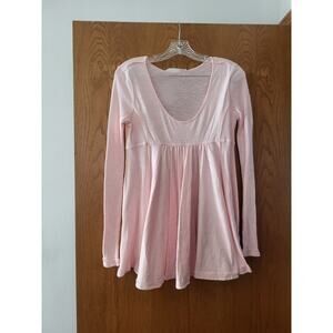 Altard State Y2K Pink Babydoll Long Sleeve Ribbed Scoop 2000s Top NWOT Small